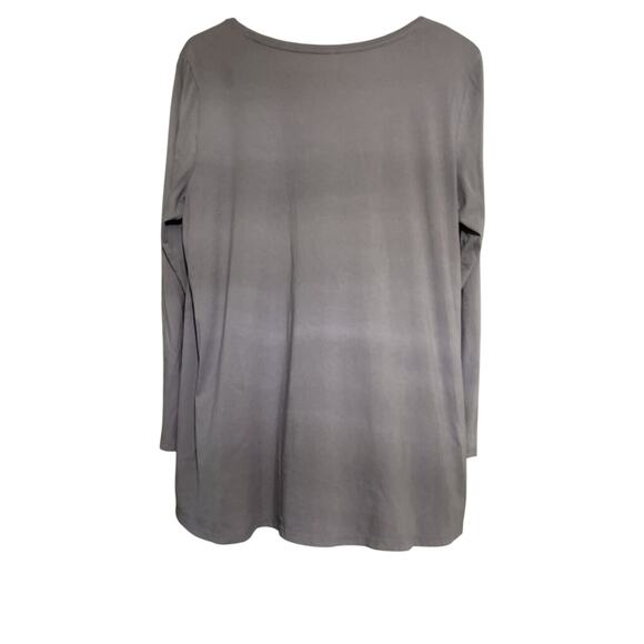 Pure Jill Split Hem Pima Cotton Purple Long Sleeve Top Blouse PM Loose Boho - Picture 2 of 6